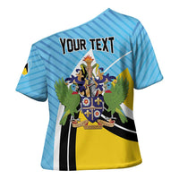 Personalised Saint Lucia Cross Shoulder Shirt Pearl of the Caribbean