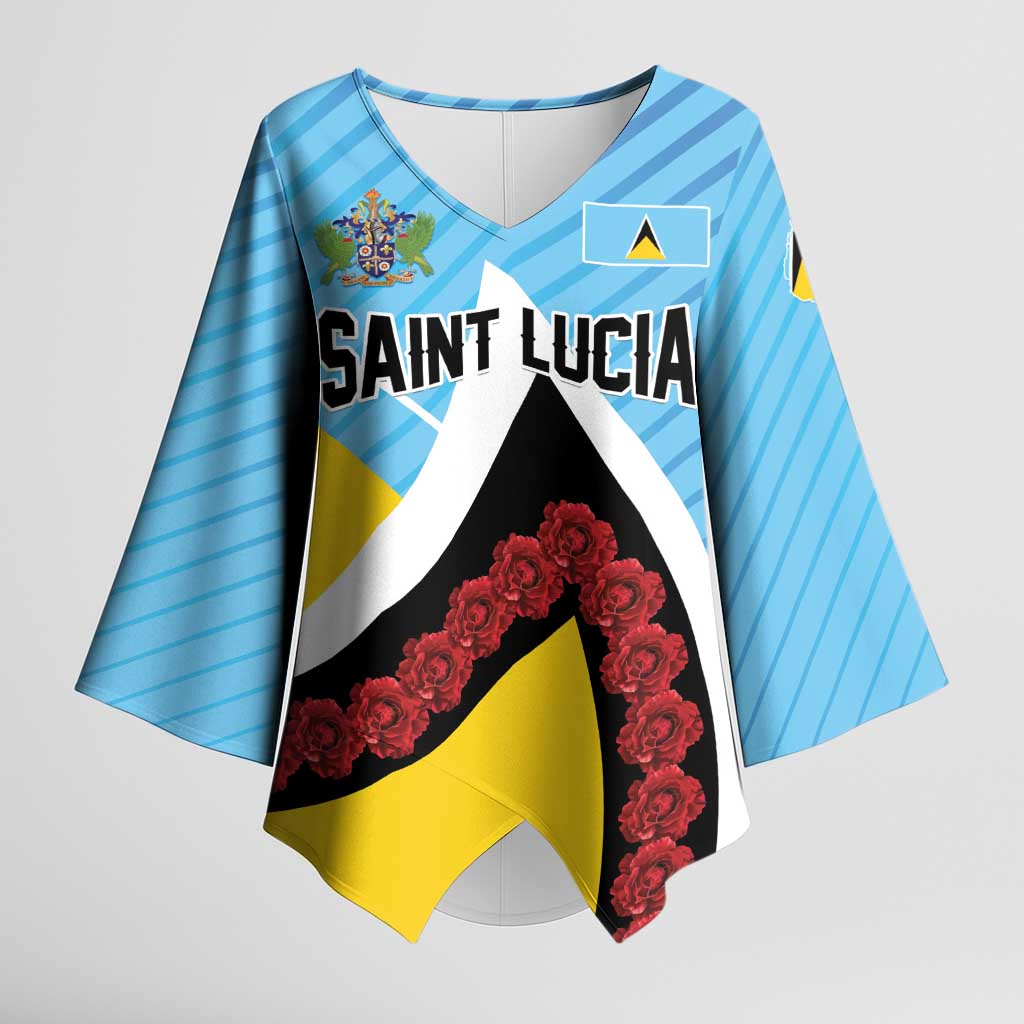 Personalised Saint Lucia Kimono Sleeve Blouse Pearl of the Caribbean