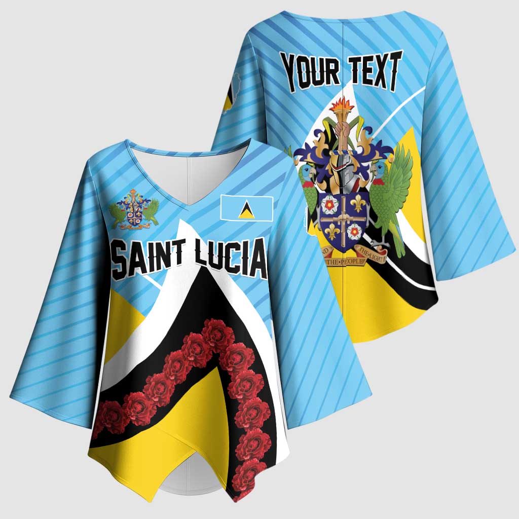Personalised Saint Lucia Kimono Sleeve Blouse Pearl of the Caribbean