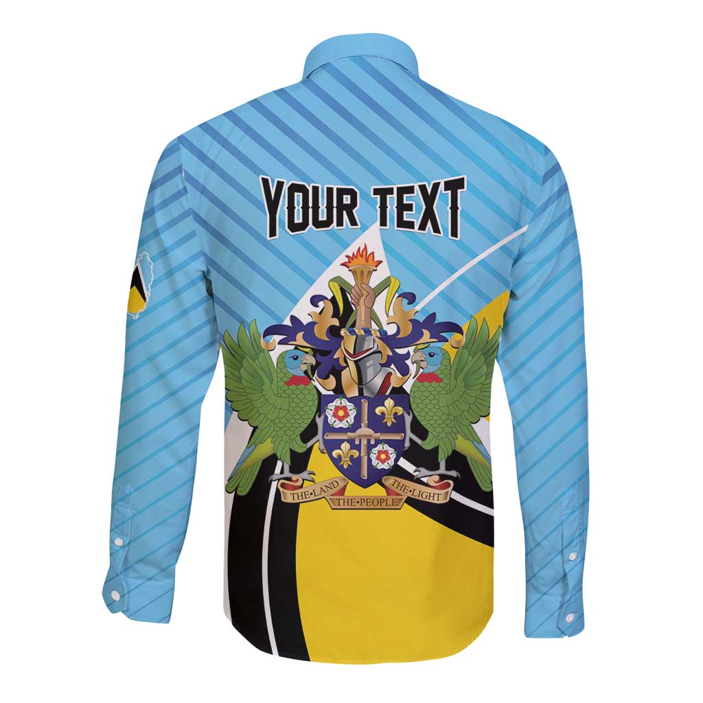 Personalised Saint Lucia Long Sleeve Button Shirt Pearl of the Caribbean