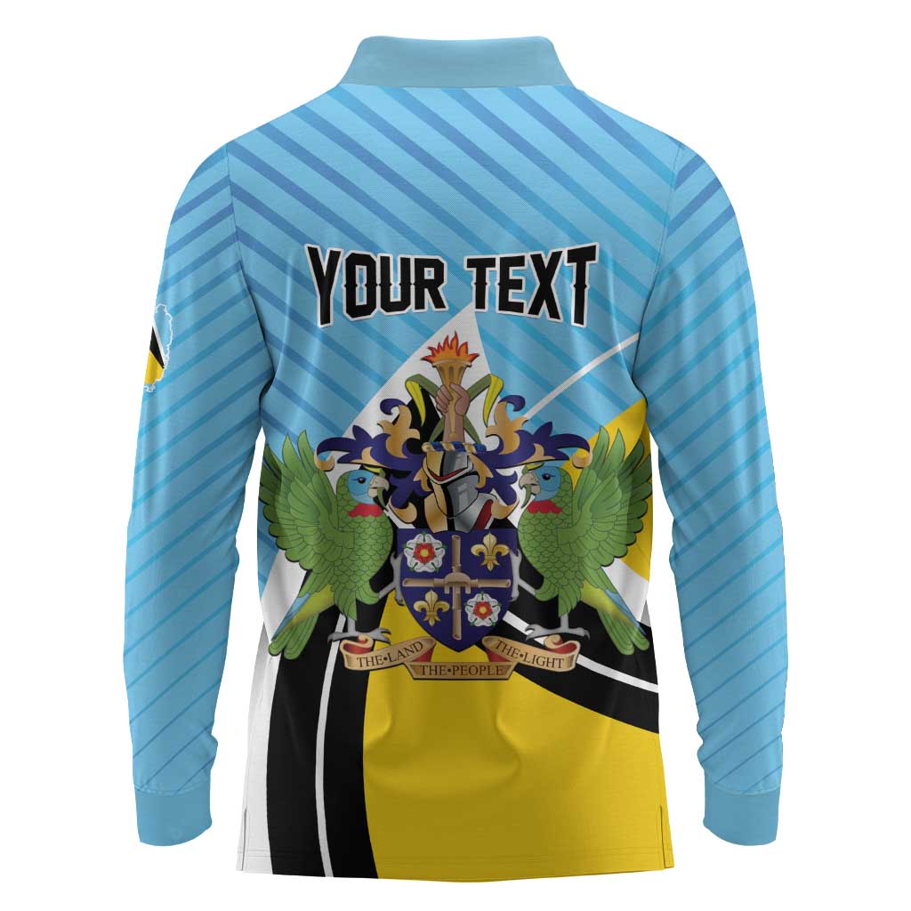 Personalised Saint Lucia Long Sleeve Polo Shirt Pearl of the Caribbean