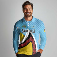 Personalised Saint Lucia Long Sleeve Polo Shirt Pearl of the Caribbean