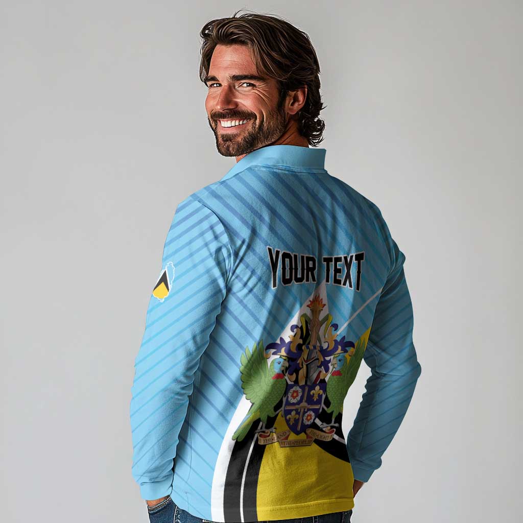 Personalised Saint Lucia Long Sleeve Polo Shirt Pearl of the Caribbean