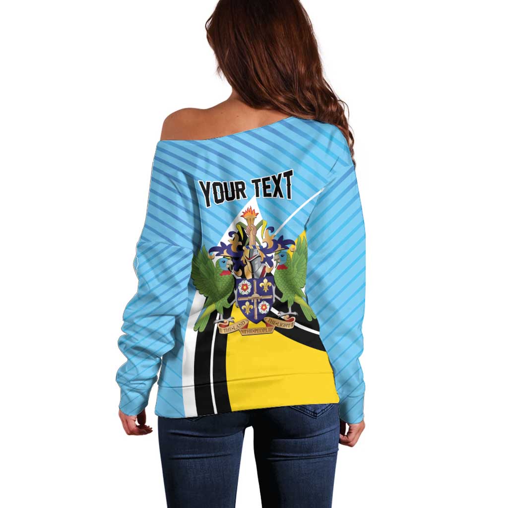 Personalised Saint Lucia Off Shoulder Sweater Pearl of the Caribbean