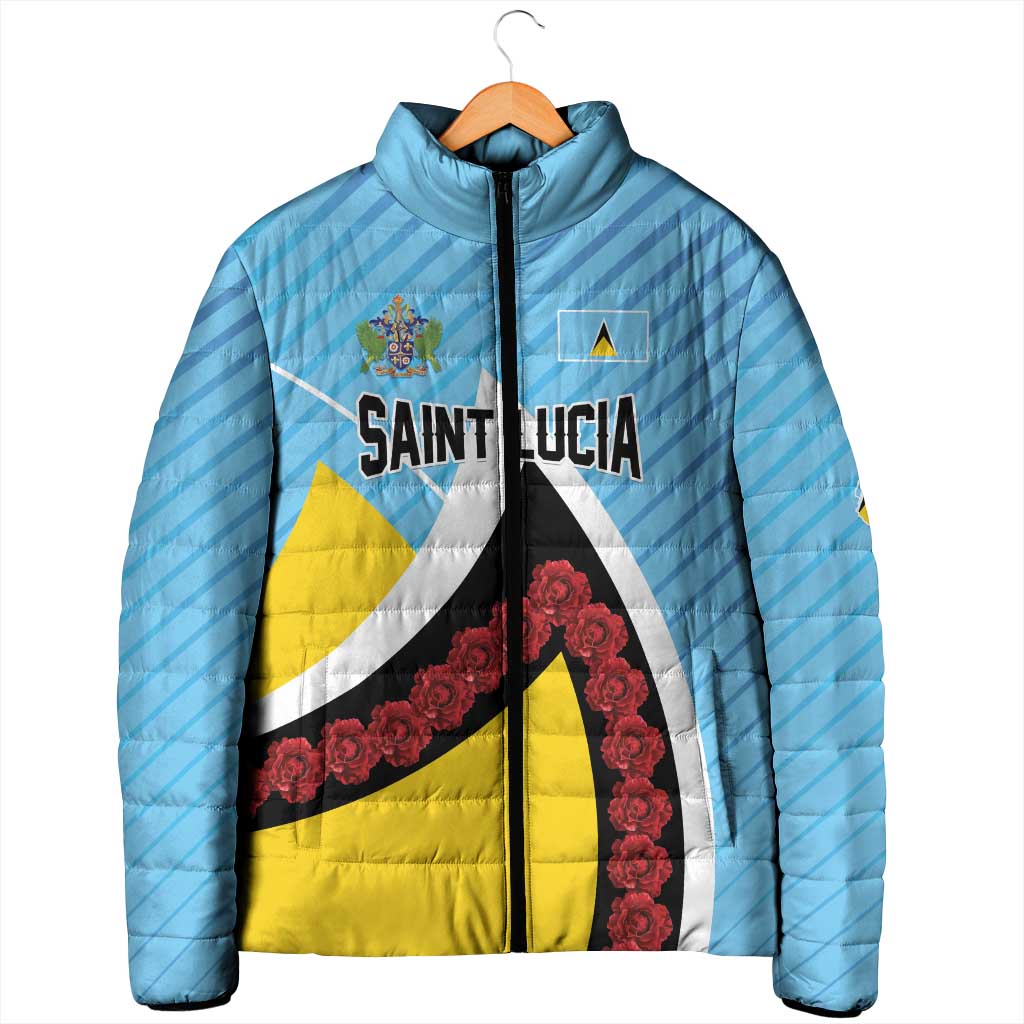 Personalised Saint Lucia Padded Jacket Pearl of the Caribbean