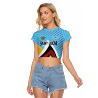 Personalised Saint Lucia Raglan Cropped T Shirt Pearl of the Caribbean