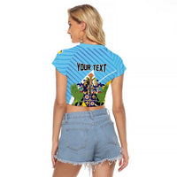 Personalised Saint Lucia Raglan Cropped T Shirt Pearl of the Caribbean