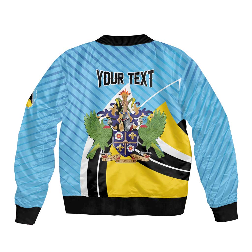 Personalised Saint Lucia Sleeve Zip Bomber Jacket Pearl of the Caribbean