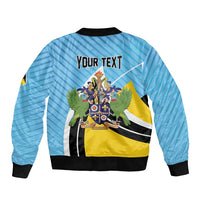 Personalised Saint Lucia Sleeve Zip Bomber Jacket Pearl of the Caribbean