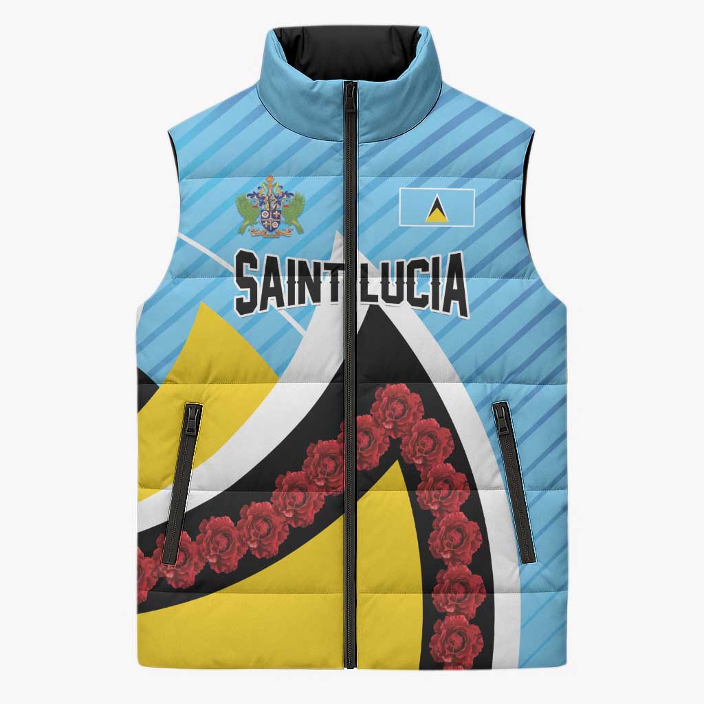 Personalised Saint Lucia Sleeveless Puffer Jacket Pearl of the Caribbean