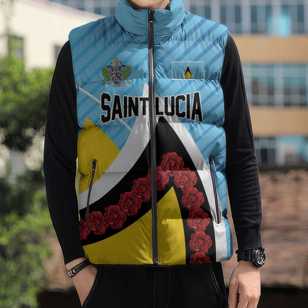 Personalised Saint Lucia Sleeveless Puffer Jacket Pearl of the Caribbean