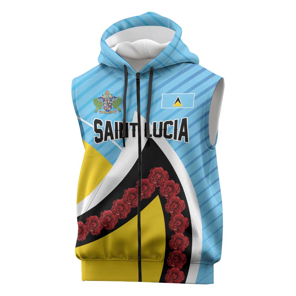 Personalised Saint Lucia Sleeveless Zip Hoodie Pearl of the Caribbean