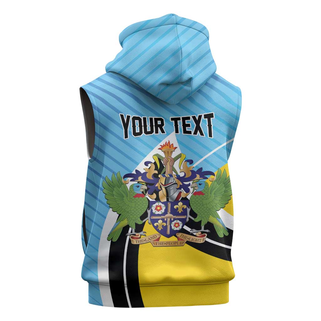 Personalised Saint Lucia Sleeveless Zip Hoodie Pearl of the Caribbean