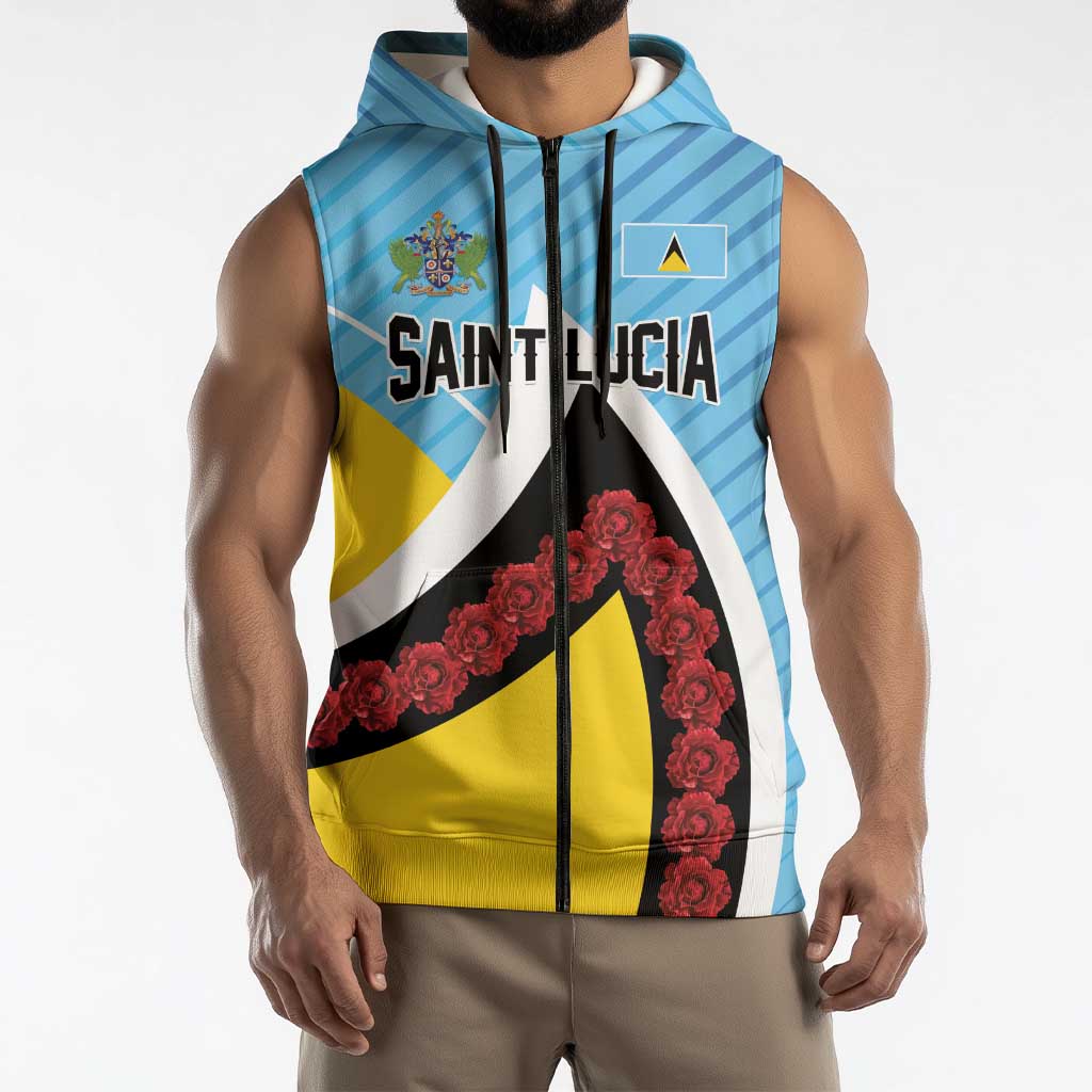 Personalised Saint Lucia Sleeveless Zip Hoodie Pearl of the Caribbean