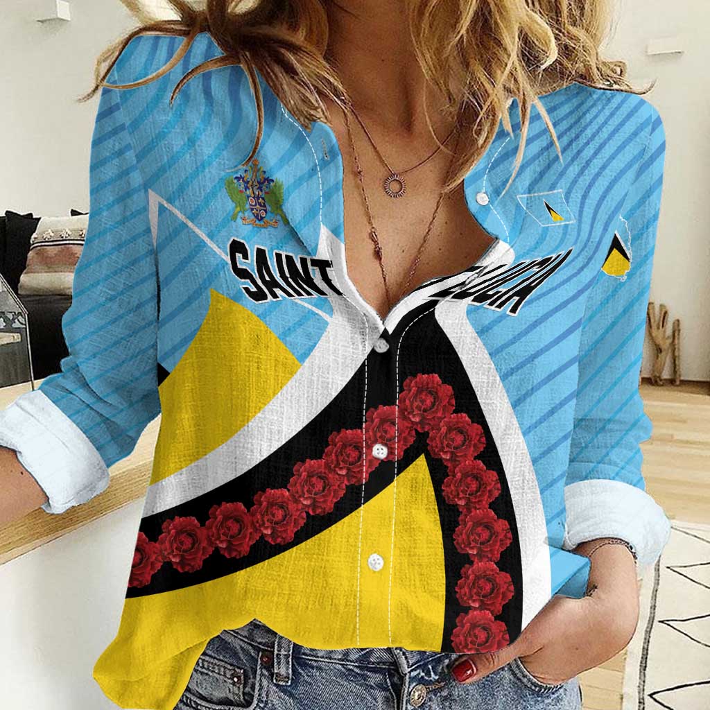 Personalised Saint Lucia Women Casual Shirt Pearl of the Caribbean