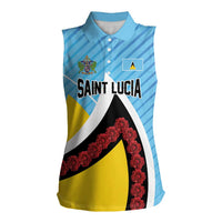 Personalised Saint Lucia Women Sleeveless Polo Shirt Pearl of the Caribbean