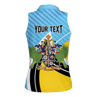 Personalised Saint Lucia Women Sleeveless Polo Shirt Pearl of the Caribbean
