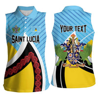 Personalised Saint Lucia Women Sleeveless Polo Shirt Pearl of the Caribbean