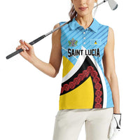 Personalised Saint Lucia Women Sleeveless Polo Shirt Pearl of the Caribbean