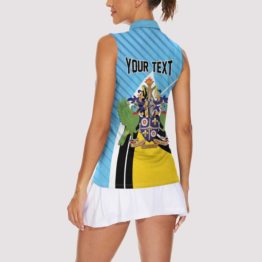 Personalised Saint Lucia Women Sleeveless Polo Shirt Pearl of the Caribbean