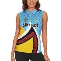 Personalised Saint Lucia Women Sleeveless Polo Shirt Pearl of the Caribbean