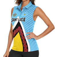 Personalised Saint Lucia Women Sleeveless Polo Shirt Pearl of the Caribbean