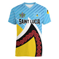 Personalised Saint Lucia Women V-Neck T-Shirt Pearl of the Caribbean