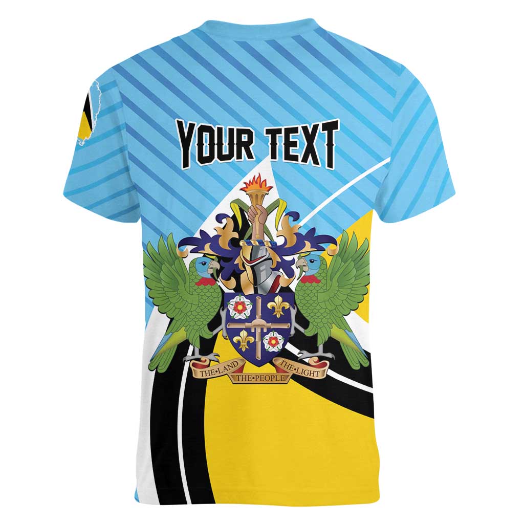 Personalised Saint Lucia Women V-Neck T-Shirt Pearl of the Caribbean