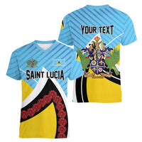 Personalised Saint Lucia Women V-Neck T-Shirt Pearl of the Caribbean