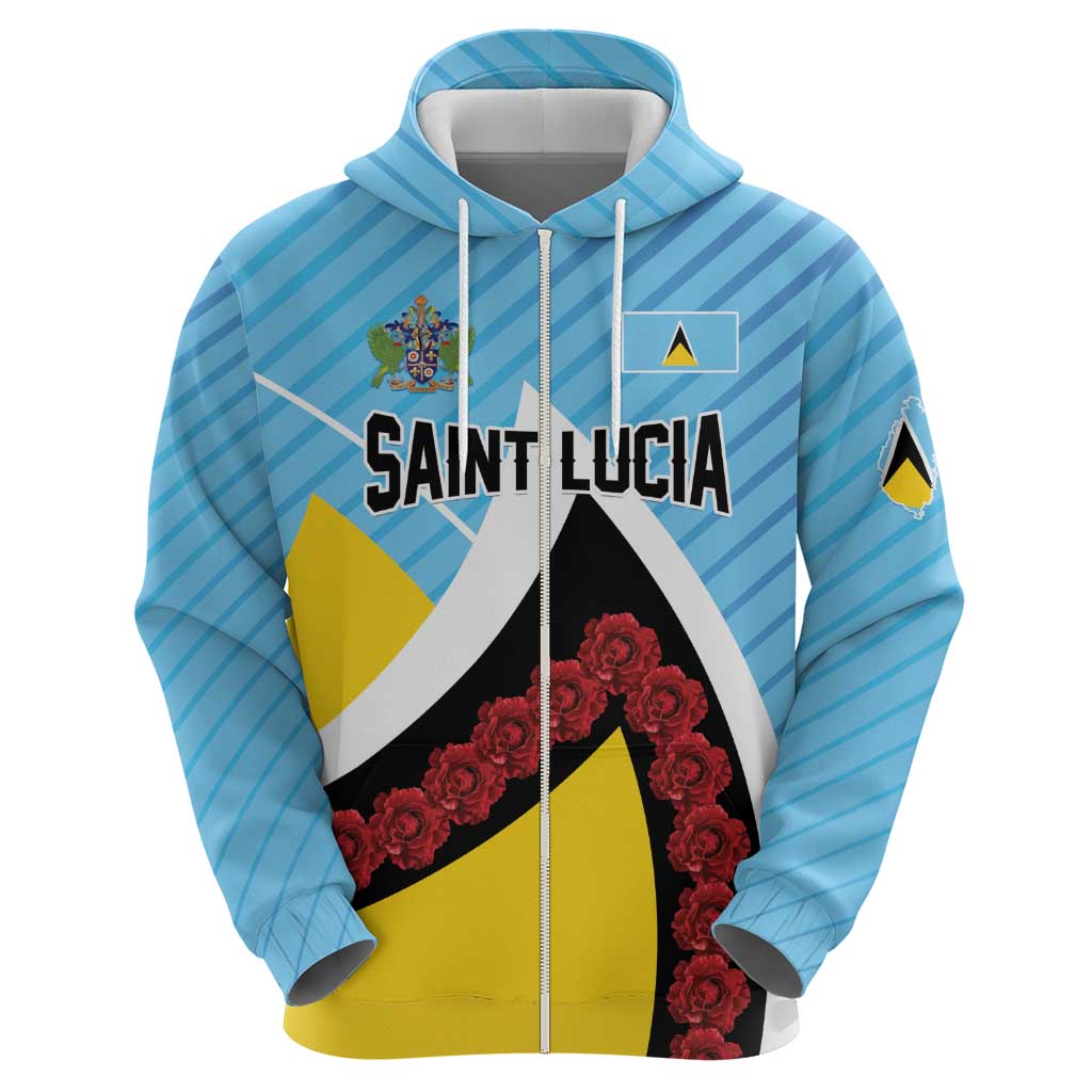 Personalised Saint Lucia Zip Hoodie Pearl of the Caribbean
