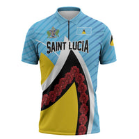 Personalised Saint Lucia Zipper Polo Shirt Pearl of the Caribbean