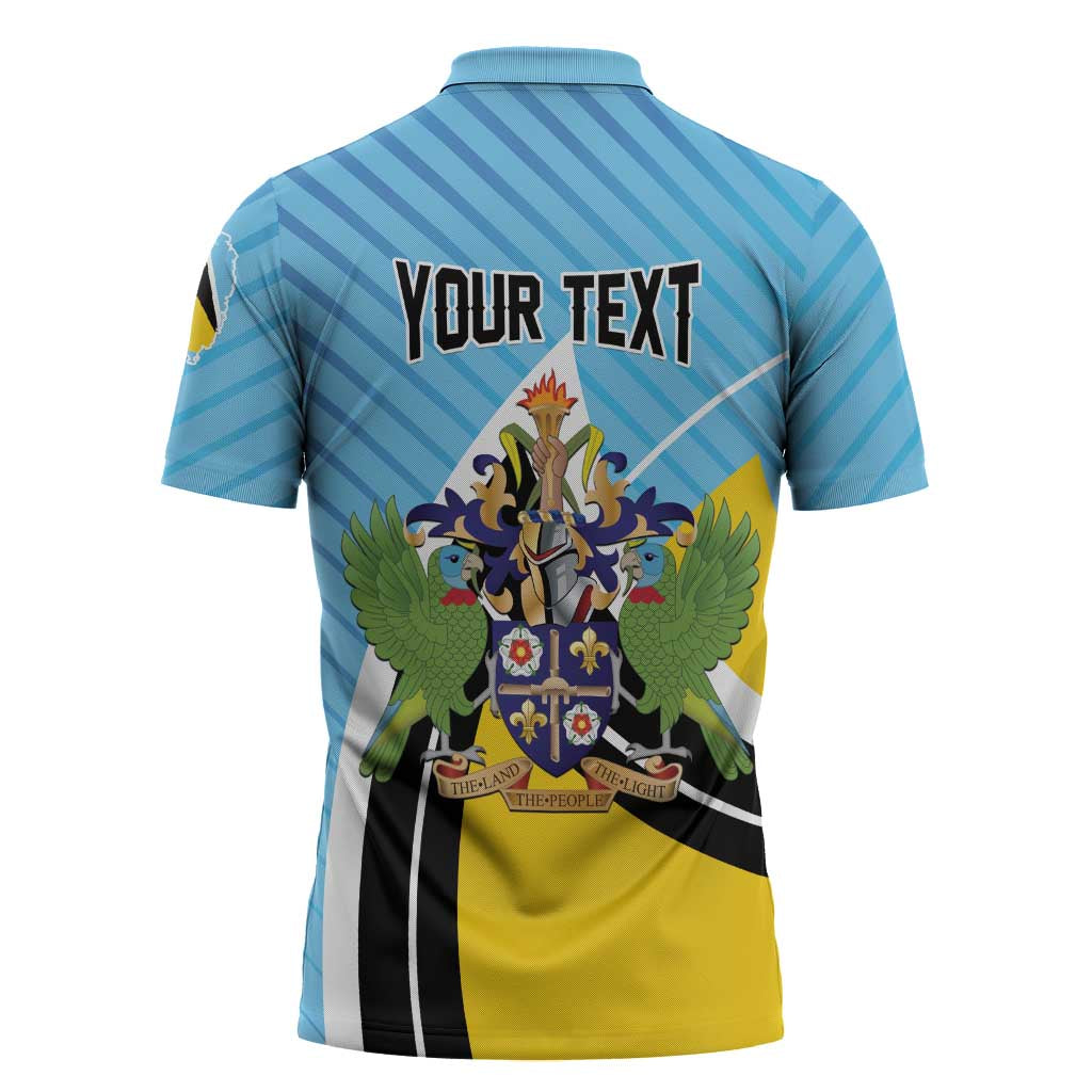 Personalised Saint Lucia Zipper Polo Shirt Pearl of the Caribbean