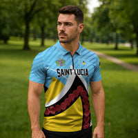 Personalised Saint Lucia Zipper Polo Shirt Pearl of the Caribbean