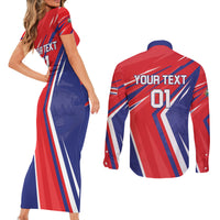 Personalized Costa Rica 2024 Soccer Couples Matching Short Sleeve Bodycon Dress and Long Sleeve Button Shirt Come On Los Ticos - Wonder Print Shop