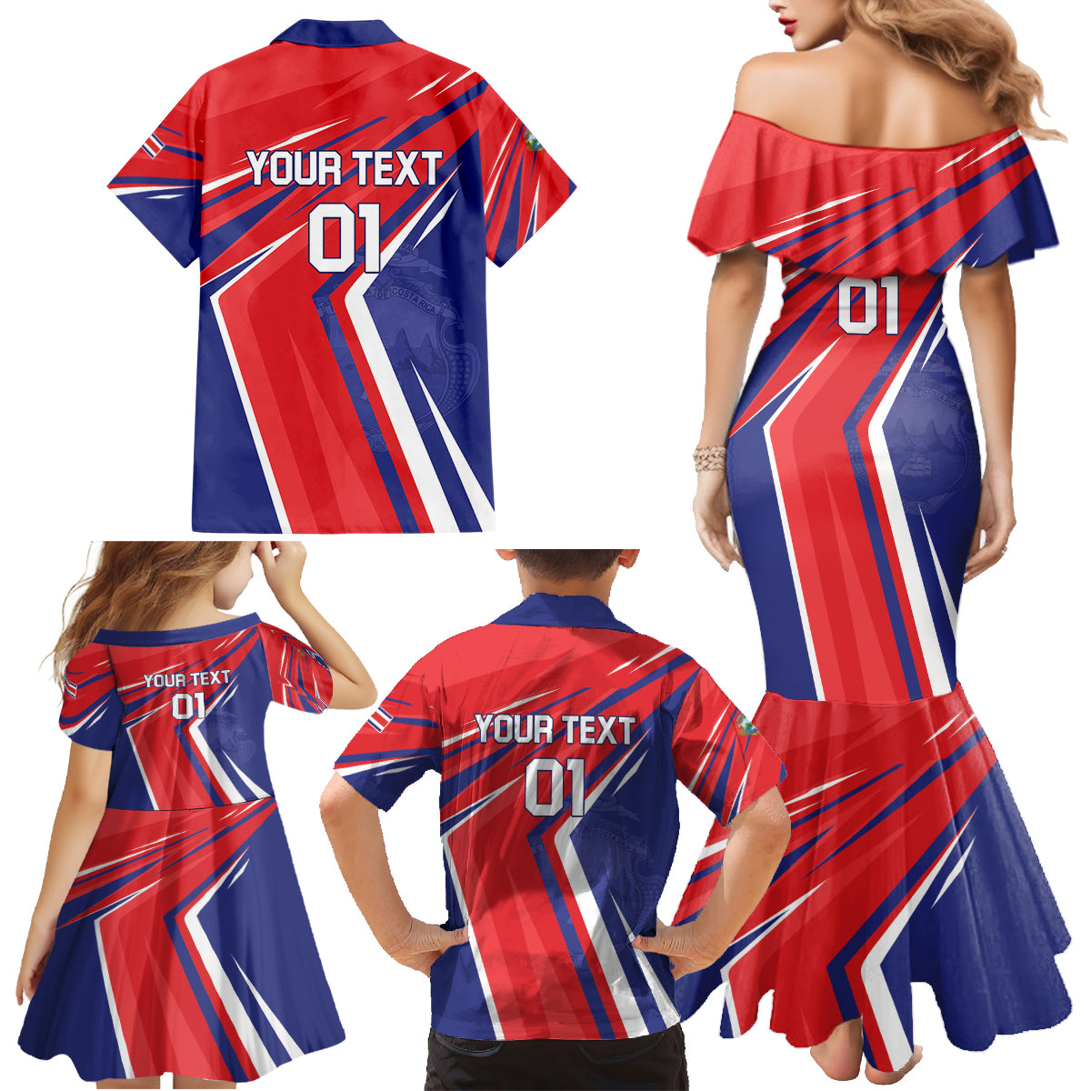Personalized Costa Rica 2024 Soccer Family Matching Mermaid Dress and Hawaiian Shirt Come On Los Ticos - Wonder Print Shop