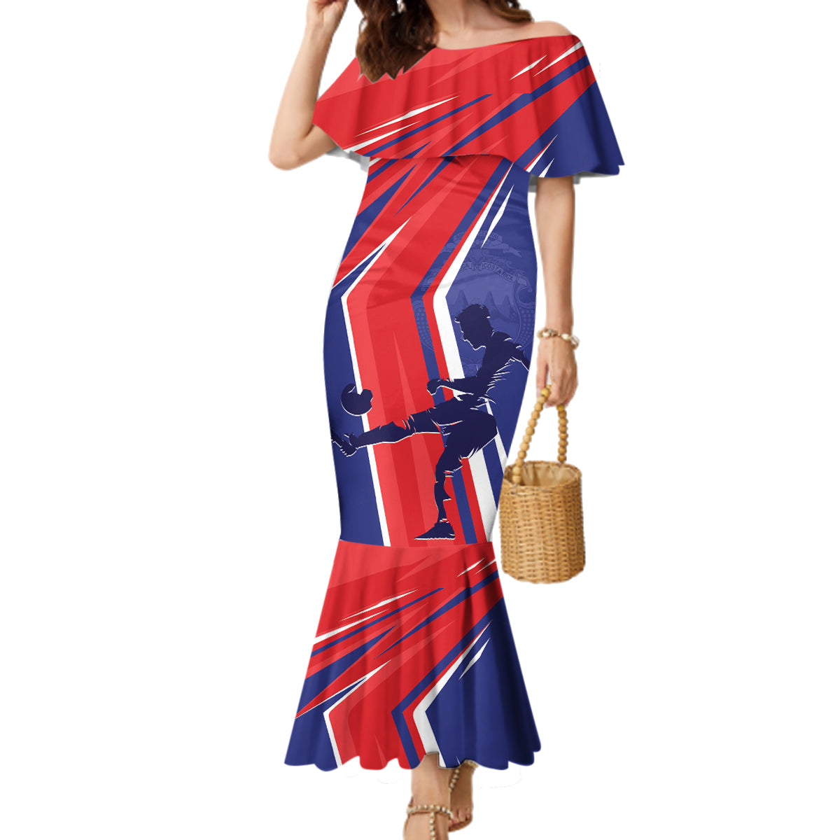 Personalized Costa Rica 2024 Soccer Family Matching Mermaid Dress and Hawaiian Shirt Come On Los Ticos - Wonder Print Shop