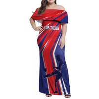 Personalized Costa Rica 2024 Soccer Family Matching Off Shoulder Maxi Dress and Hawaiian Shirt Come On Los Ticos - Wonder Print Shop