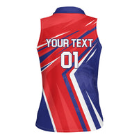 Personalized Costa Rica 2024 Soccer Women Sleeveless Polo Shirt Come On Los Ticos - Wonder Print Shop