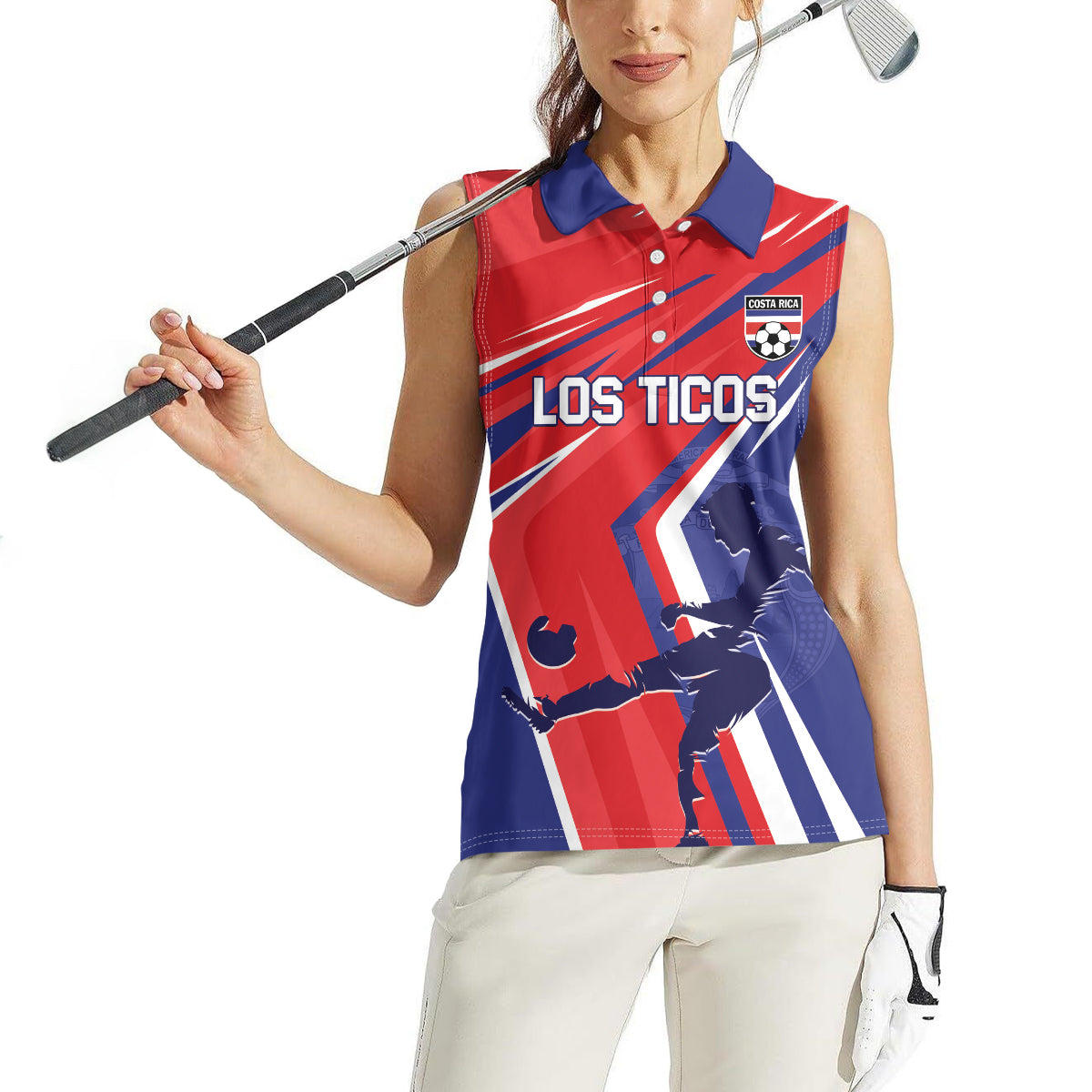 Personalized Costa Rica 2024 Soccer Women Sleeveless Polo Shirt Come On Los Ticos - Wonder Print Shop