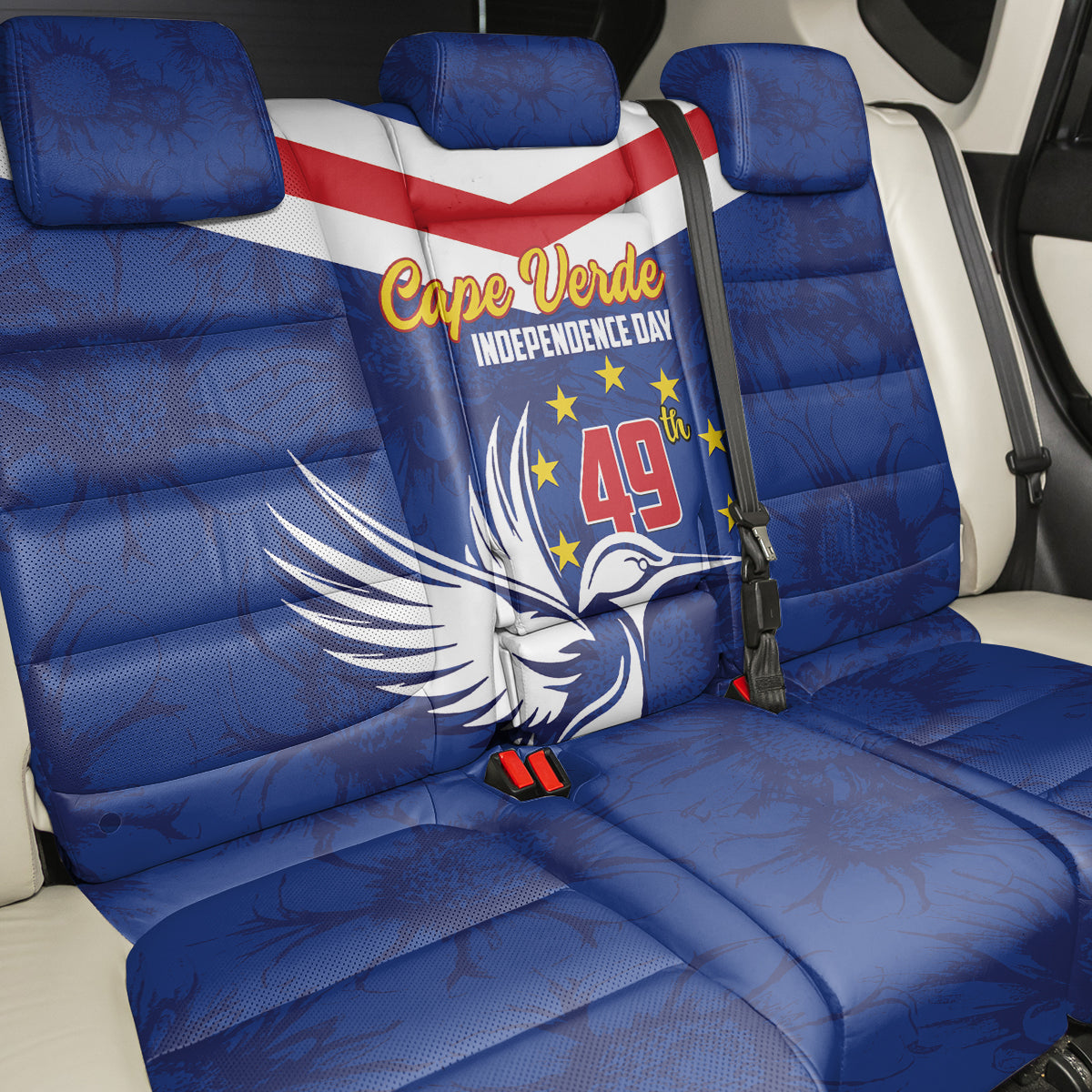 Cape Verde Independence Day Back Car Seat Cover Gerbera Daisy Pattern - Wonder Print Shop