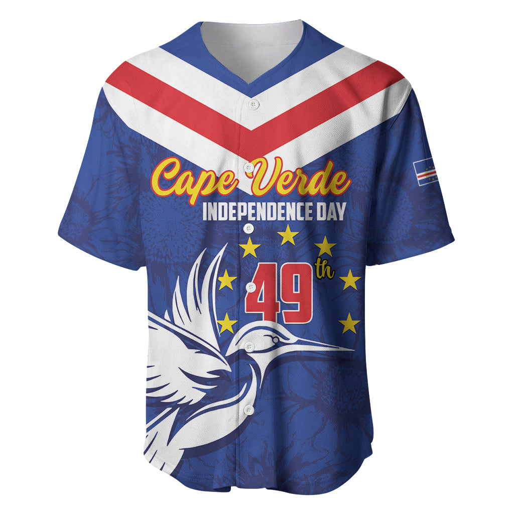 Cape Verde Independence Day Baseball Jersey Gerbera Daisy Pattern