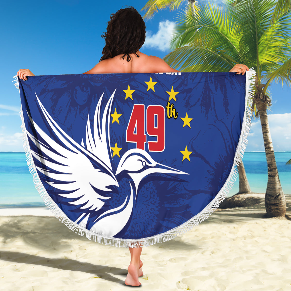 Cape Verde Independence Day Beach Blanket Gerbera Daisy Pattern - Wonder Print Shop