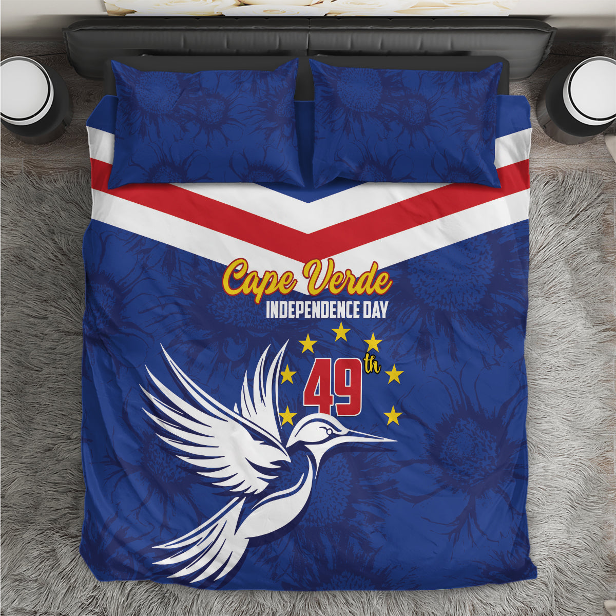 Cape Verde Independence Day Bedding Set Gerbera Daisy Pattern - Wonder Print Shop