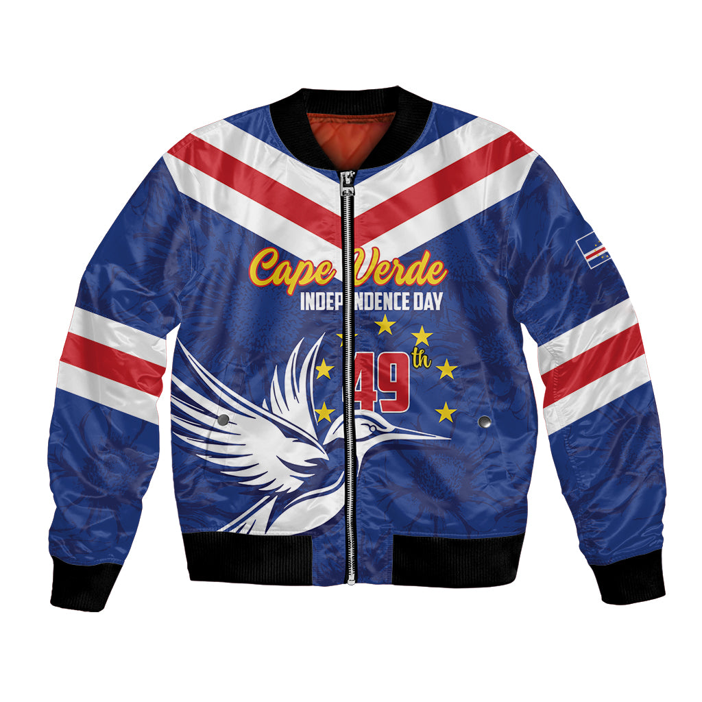 Cape Verde Independence Day Bomber Jacket Gerbera Daisy Pattern - Wonder Print Shop