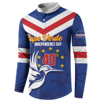 Cape Verde Independence Day Button Sweatshirt Gerbera Daisy Pattern - Wonder Print Shop