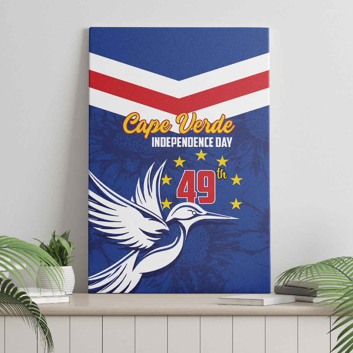 Cape Verde Independence Day Canvas Wall Art Gerbera Daisy Pattern - Wonder Print Shop