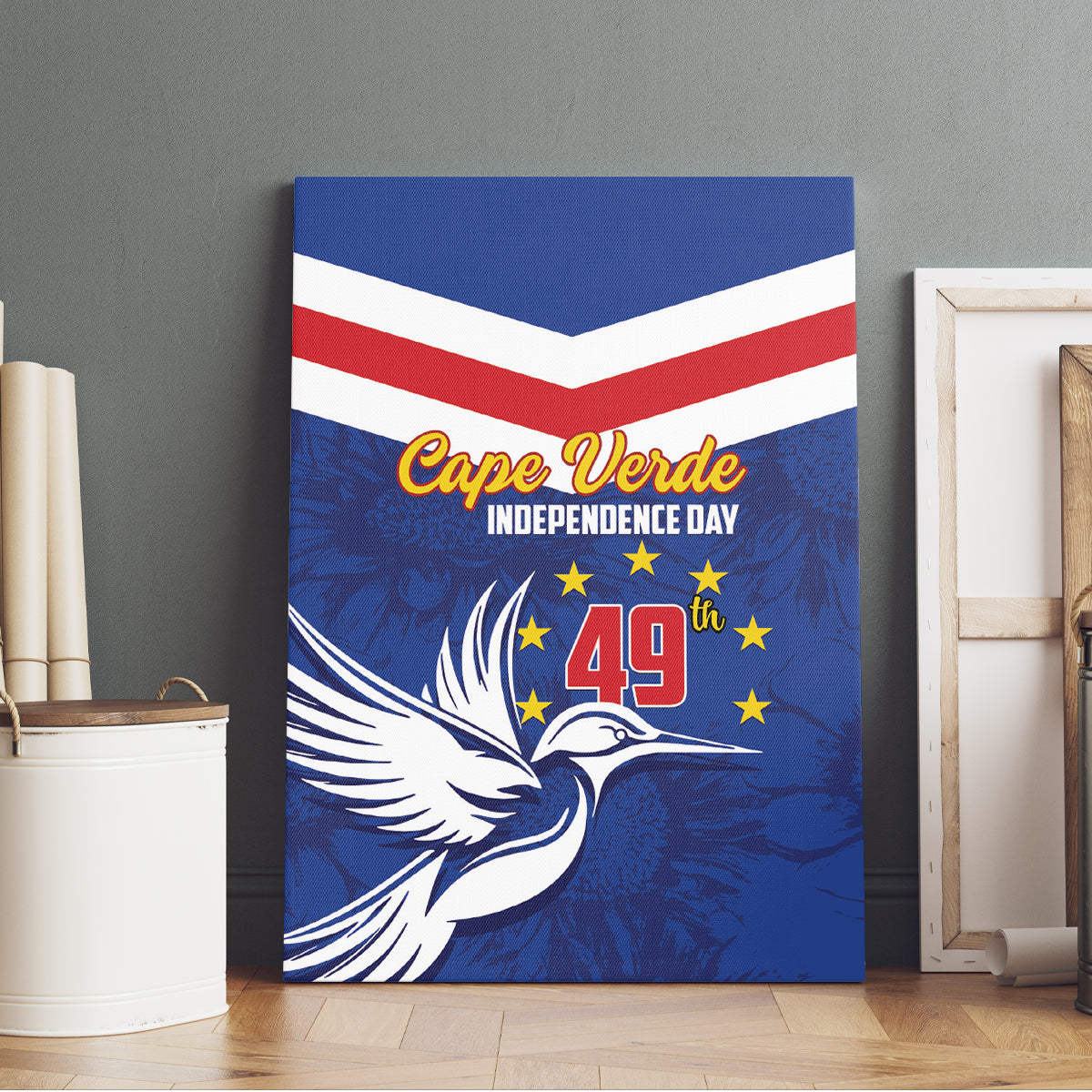 Cape Verde Independence Day Canvas Wall Art Gerbera Daisy Pattern - Wonder Print Shop