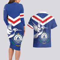 Cape Verde Independence Day Couples Matching Long Sleeve Bodycon Dress and Hawaiian Shirt Gerbera Daisy Pattern - Wonder Print Shop