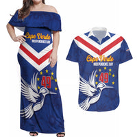 Cape Verde Independence Day Couples Matching Off Shoulder Maxi Dress and Hawaiian Shirt Gerbera Daisy Pattern - Wonder Print Shop