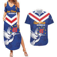 Cape Verde Independence Day Couples Matching Summer Maxi Dress and Hawaiian Shirt Gerbera Daisy Pattern - Wonder Print Shop